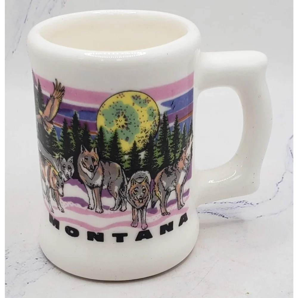 Montana Souvenir Tourist White Mini Mug Toothpick Holder Ceramic Shot Glass